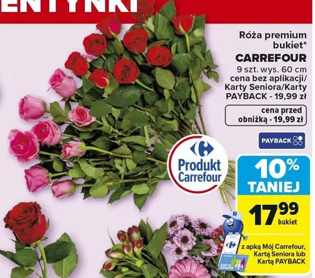 Róża premium bukiet promocja w Carrefour