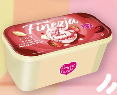 Lody Finezja o smaku śmietankowo-truskawkowym Amore Gusto promocja w POLOmarket