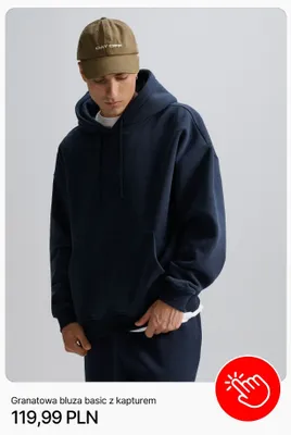 Bluza z kapturem Cropp granatowa basic promocja w Cropp