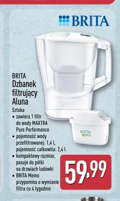 Dzbanek filtrujący Aluna Brita promocja w Aldi