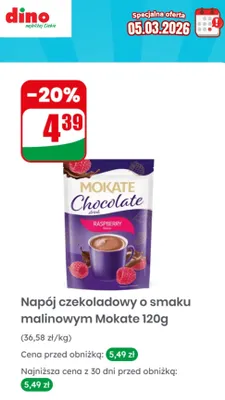 Napój czekoladowy o smaku malinowym promocja w Dino