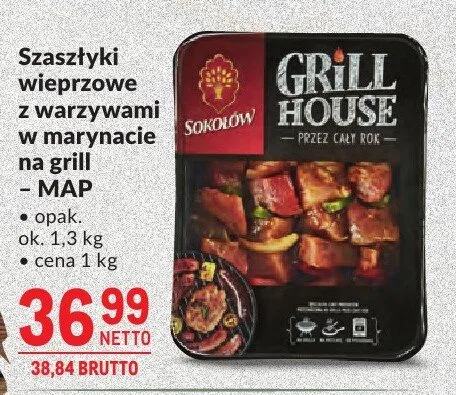 Szaszłyki wieprzowe z warzywami w marynacie na grill - MAP Sokolow Grill House promocja w Makro