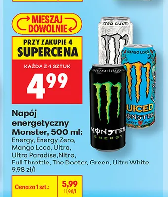 Napój energetyczny Monster Ultra White promocja w Biedronka
