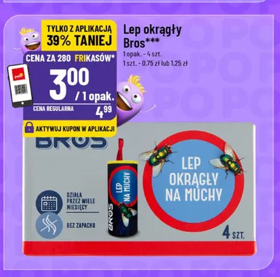 Lep okrągły na muchy Bros 4-pak promocja w POLOmarket