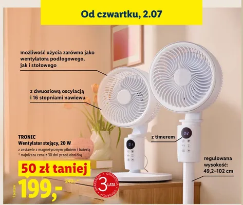 Wentylator stojący TRONIC 20W promocja w Lidl