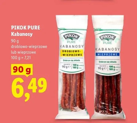 Kabanosy drobiowo-wieprzowe Pikok Pure promocja w Lidl