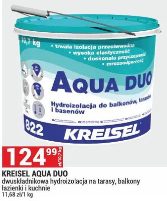 Kreisel Aqua Duo hydroizolacja do balkonów tarasów łazienki i kuchni dwuskładnikowa promocja w Merkury Market