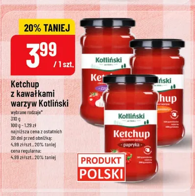 Ketchup z kawałkami warzyw Kotliński promocja w POLOmarket