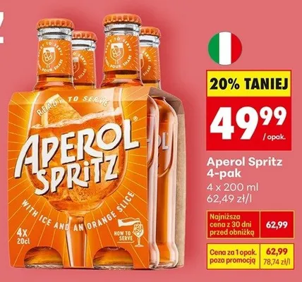 Aperol Spritz 4-pak 200ml promocja w Biedronka
