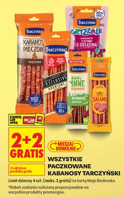 Kabanosy paczkowane 2+2 GRATIS promocja w Biedronka