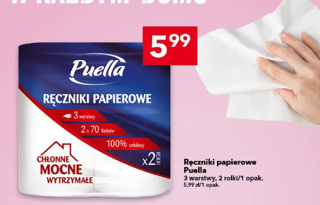 Ręczniki papierowe Puella 3-warstwowe promocja w LEWIATAN