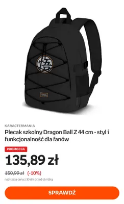 Plecak szkolny Dragon Ball Z 44 cm - styl i funkcjonalność dla fanów Karactermania promocja w Empik