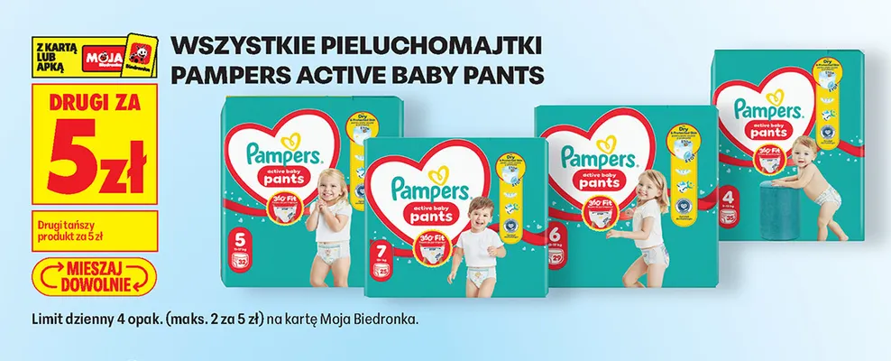 Pieluchomajtki Pampers Active Baby Pants promocja w Biedronka