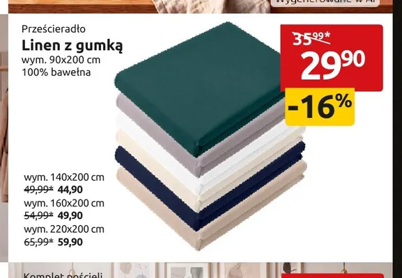 Prześcieradło Linen z gumką 160x200 cm promocja w Black Red White