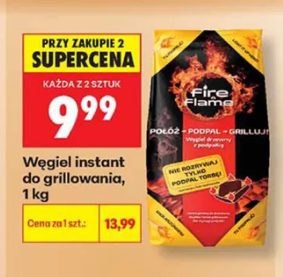 Węgiel instant do grillowania Fire Flame 1 kg promocja w Biedronka