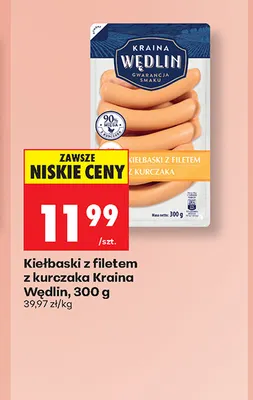 Kiełbaski z filetem z kurczaka Kraina Wędlin promocja w Biedronka