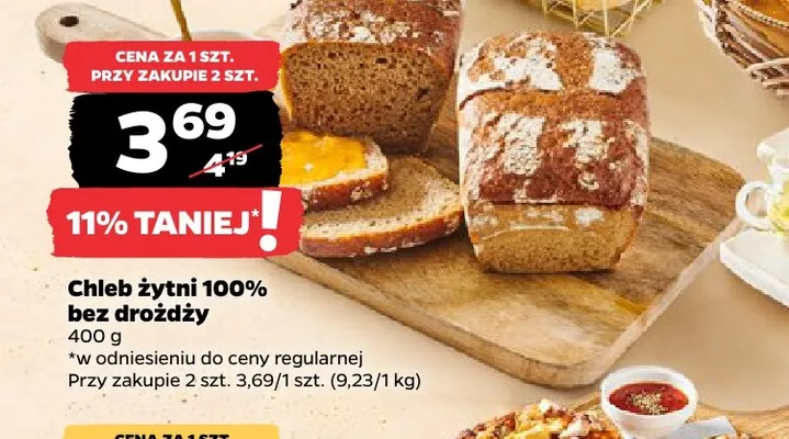 Chleb żytni 100% bez drożdży promocja w Netto