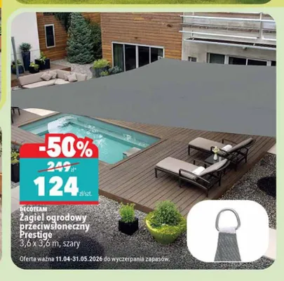 Żagiel ogrodowy przeciwsłoneczny Prestige 3,6 x 3,6 m, szary promocja w Biedronka