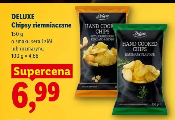 Chipsy ziemniaczane o smaku sera i ziół Deluxe promocja w Lidl
