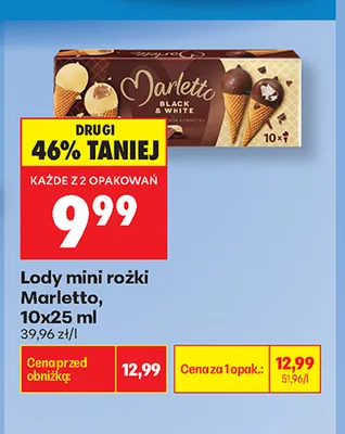 Lody mini rożki Marletto 10-pak promocja w Biedronka