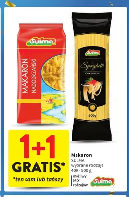 Makaron spaghetti 100% Durum Sulma promocja w Intermarche