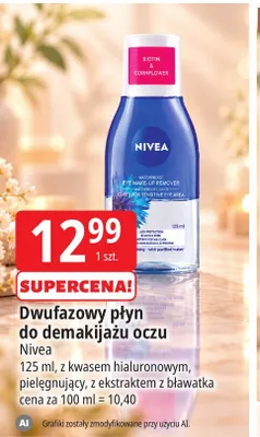 Dwufazowy płyn do demakijażu oczu pielęgnujący Nivea promocja w Leclerc