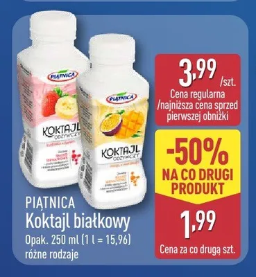 Koktajl białkowy truskawka banan Piątnica promocja w Aldi