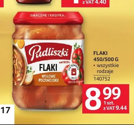 Flaki wołowe po zamojsku Pudliszki promocja w Selgros