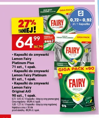 Kapsułki do zmywarki Fairy Original All in One Lemon promocja w Twój Market