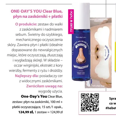 Zestaw płyn na zaskórniki + płatki oczyszczające One-Day's You Clear Blue promocja w Hebe