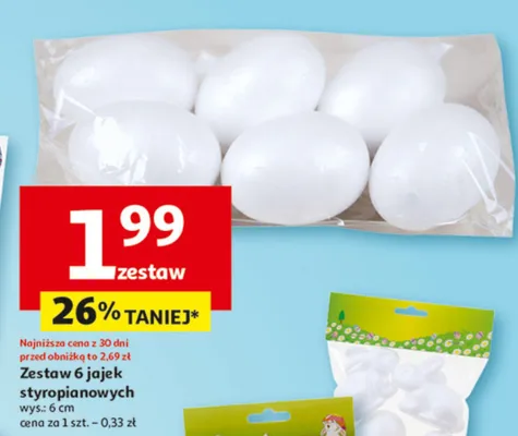 Zestaw 6 jajek styropianowych promocja w Auchan