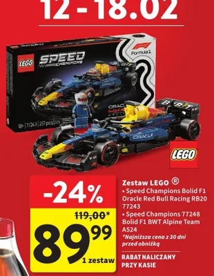 Zestaw LEGO Speed Champions Bolid F1 Oracle Red Bull Racing RB20 77243 promocja w Intermarche