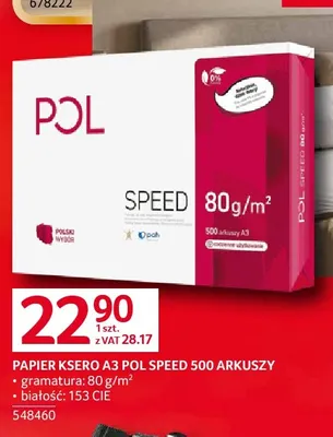 Papier ksero A3 Pol Speed 500 arkuszy promocja w Selgros