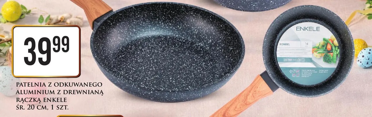 Patelnia z odkuwanego aluminium z drewnianą rączką Enkele promocja w Dino