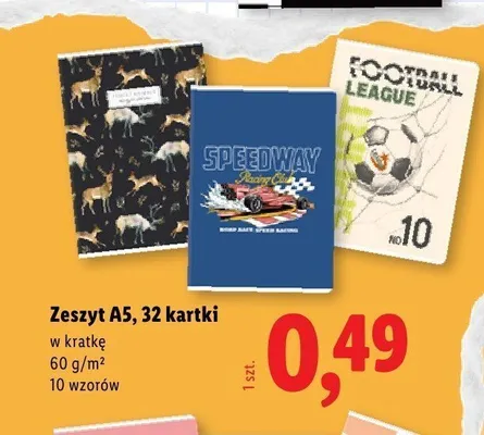 Zeszyt A5 w kratkę promocja w Lidl