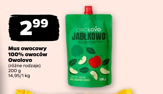 Mus owocowy 100% owoców Owolovo promocja w Netto