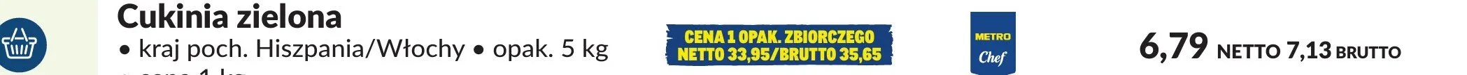 Cukinia zielona kraj pochodzenia Hiszpania/Włochy promocja w Makro