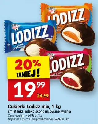Cukierki Lodizz mix śmietanka mleko skondensowane wiśnia promocja w Twój Market