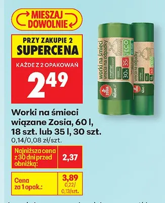 Worki na śmieci wiązane  promocja w Biedronka