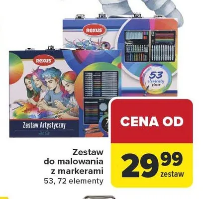 Zestaw do malowania z markerami Rexus 53 elementy promocja w Carrefour