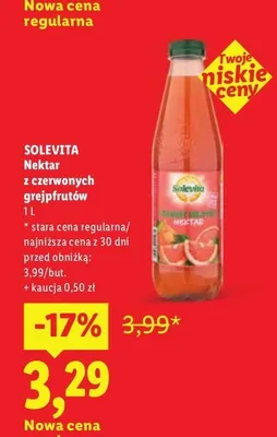 Nektar z czerwonych grejpfrutów Solevita promocja w Lidl