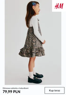 Dżinsowa sukienka z kokardkami H & M promocja w H&M