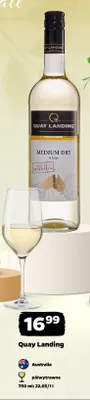 Wino białe Quay Landing Medium Dry półwytrawne Australia promocja w Netto