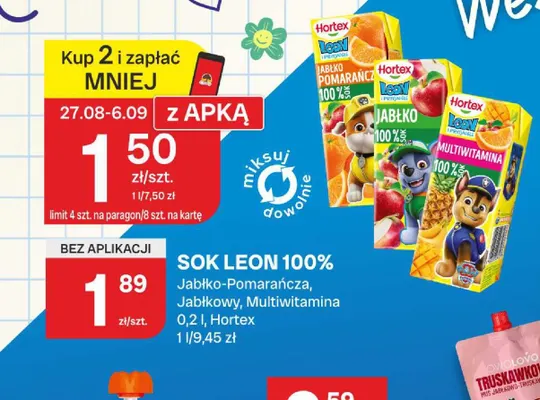 Sok Hortex Leon Multiwitamina 100% promocja w Chorten