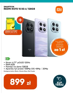 Smartfon Xiaomi Redmi Note 15 5 g 6/128GB promocja w Max Elektro
