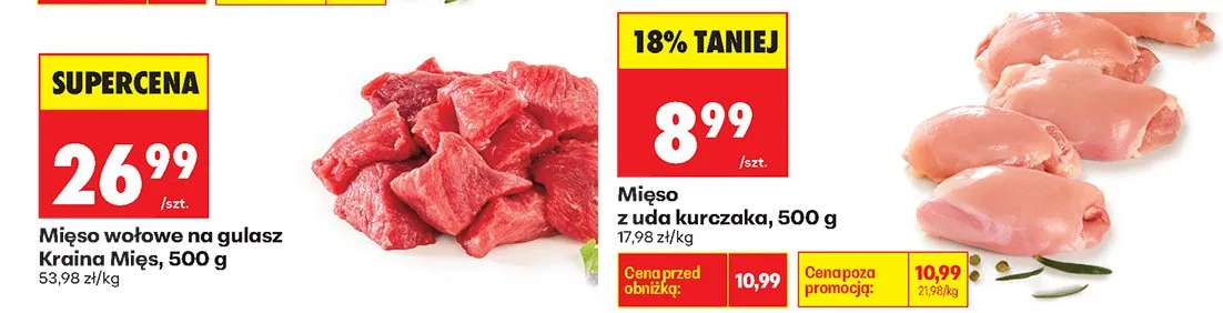 Mięso wołowe na gulasz Kraina Mięs promocja w Biedronka