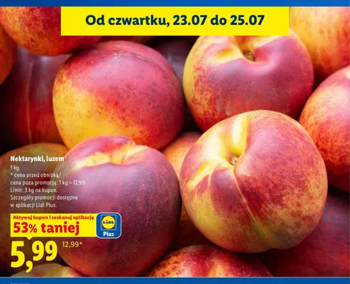 Nektarynki luzem promocja w Lidl