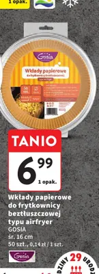 Wkłady papierowe do frytkownicy beztłuszczowej typu Gosia śr. 16 cm promocja w Intermarche