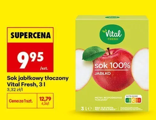 Sok jabłkowy tłoczony Vital Fresh promocja w Biedronka
