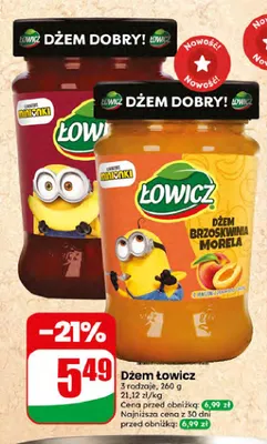 Dżem brzoskwinia morela Łowicz promocja w Dino